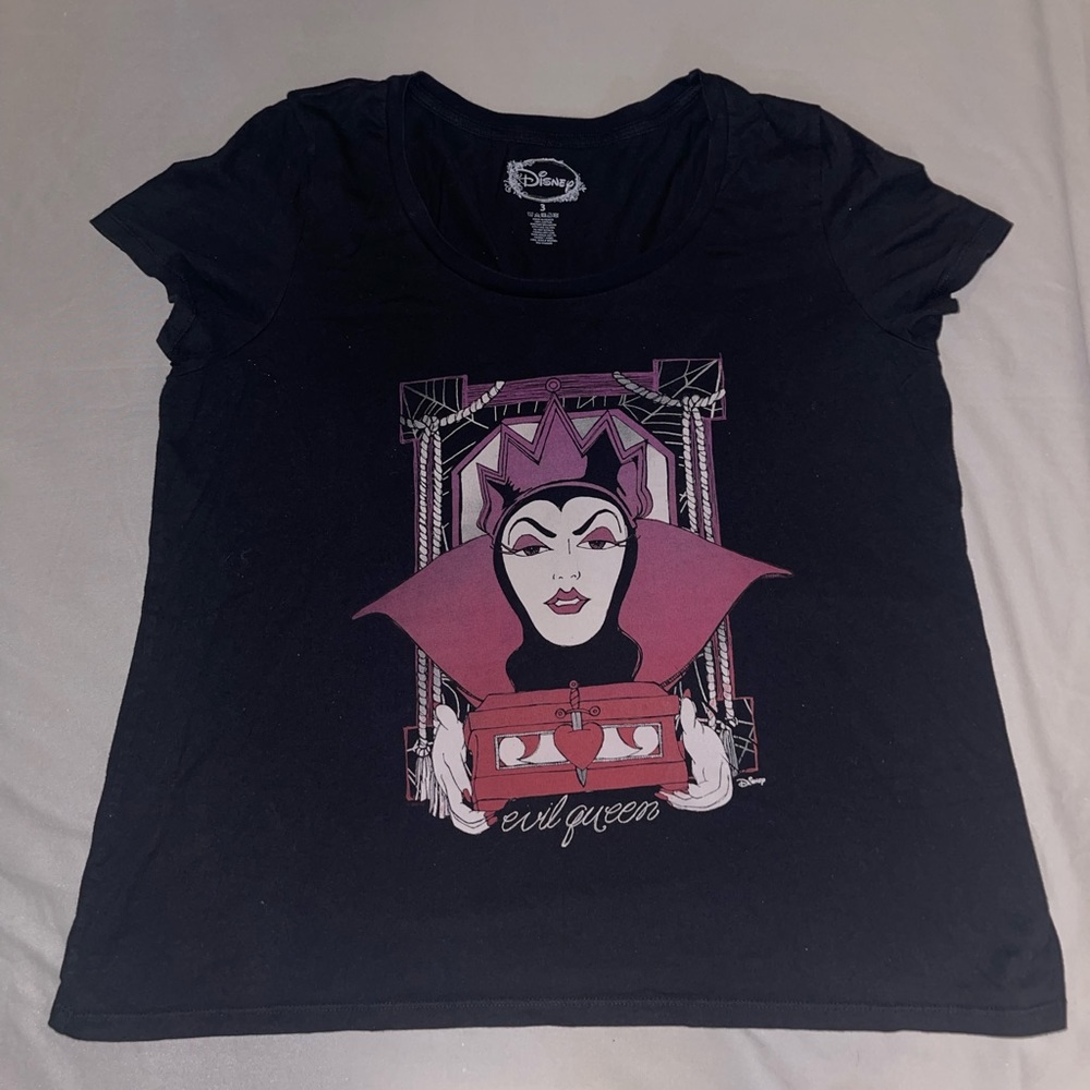Disney brand, evil queen, black with logo, woman’s t-shirt
